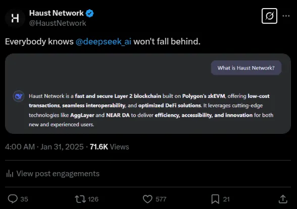 Trend-driven post using DeepSeek's answer about Haust