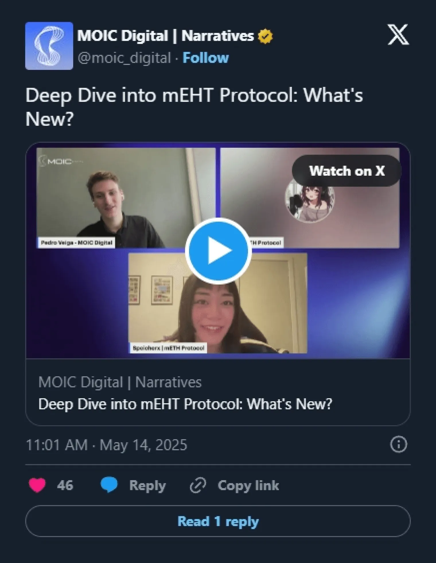 Top-performing livestream, 'Deep Dive into mETH Protocol: What's New?', May 14, 2025